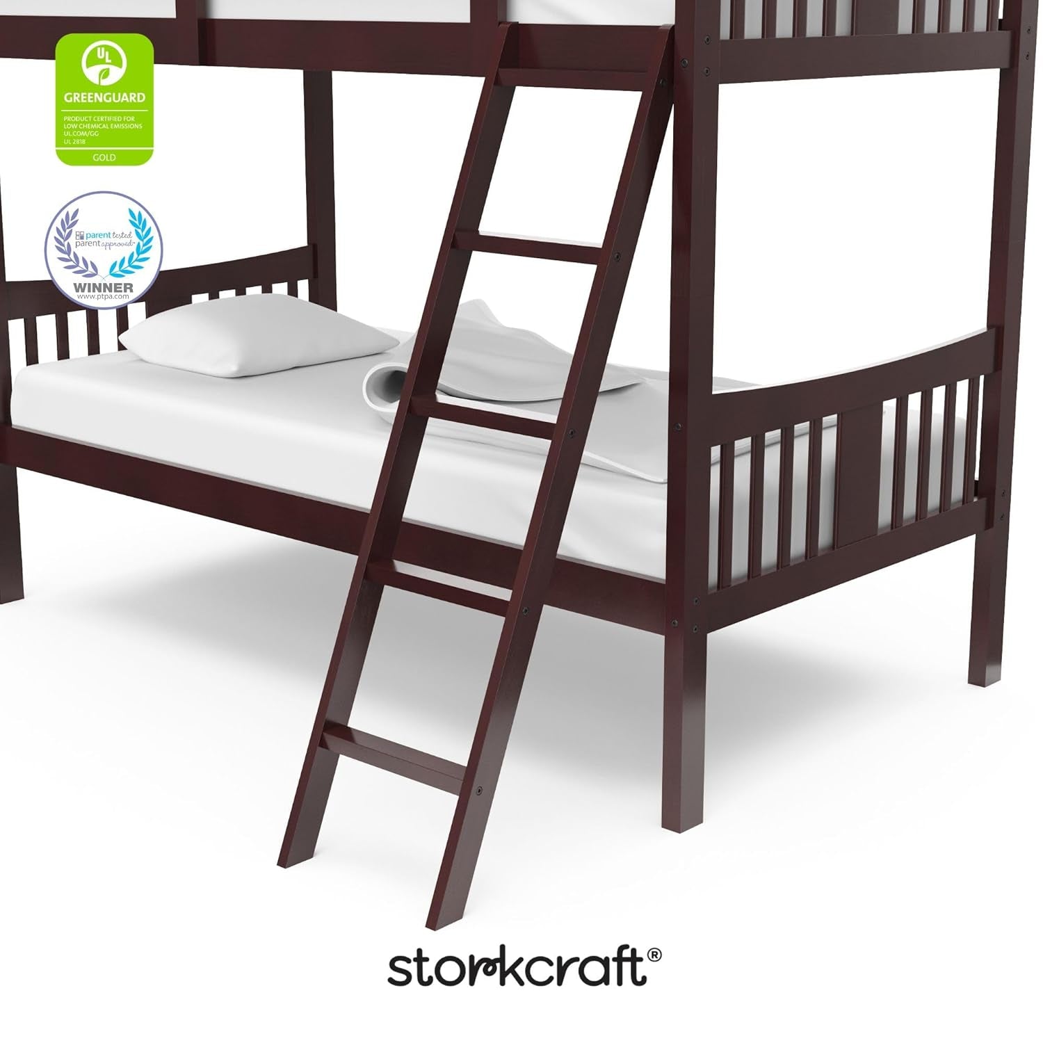 Caribou Twin-Over-Twin Bunk Bed (Espresso) – GREENGUARD Gold Certified, Converts to 2 Individual Twin Beds