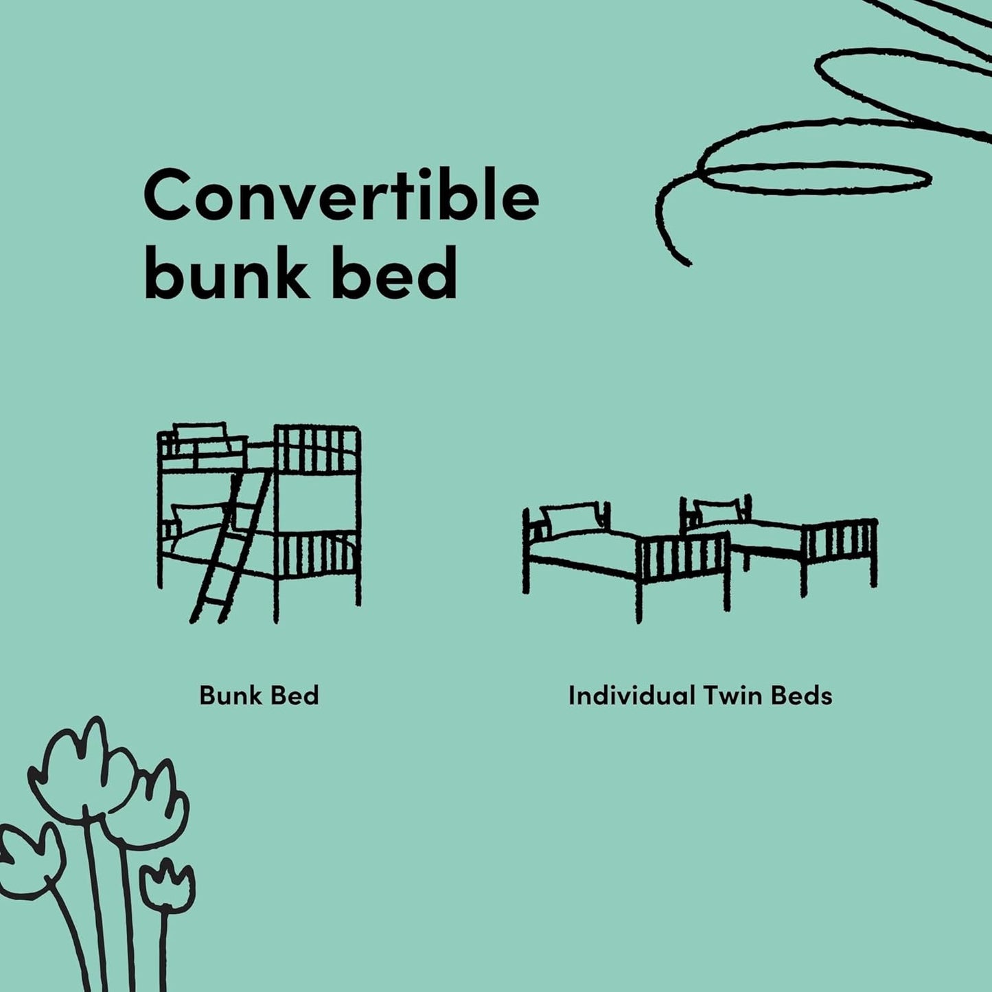 Caribou Twin-Over-Twin Bunk Bed (Espresso) – GREENGUARD Gold Certified, Converts to 2 Individual Twin Beds