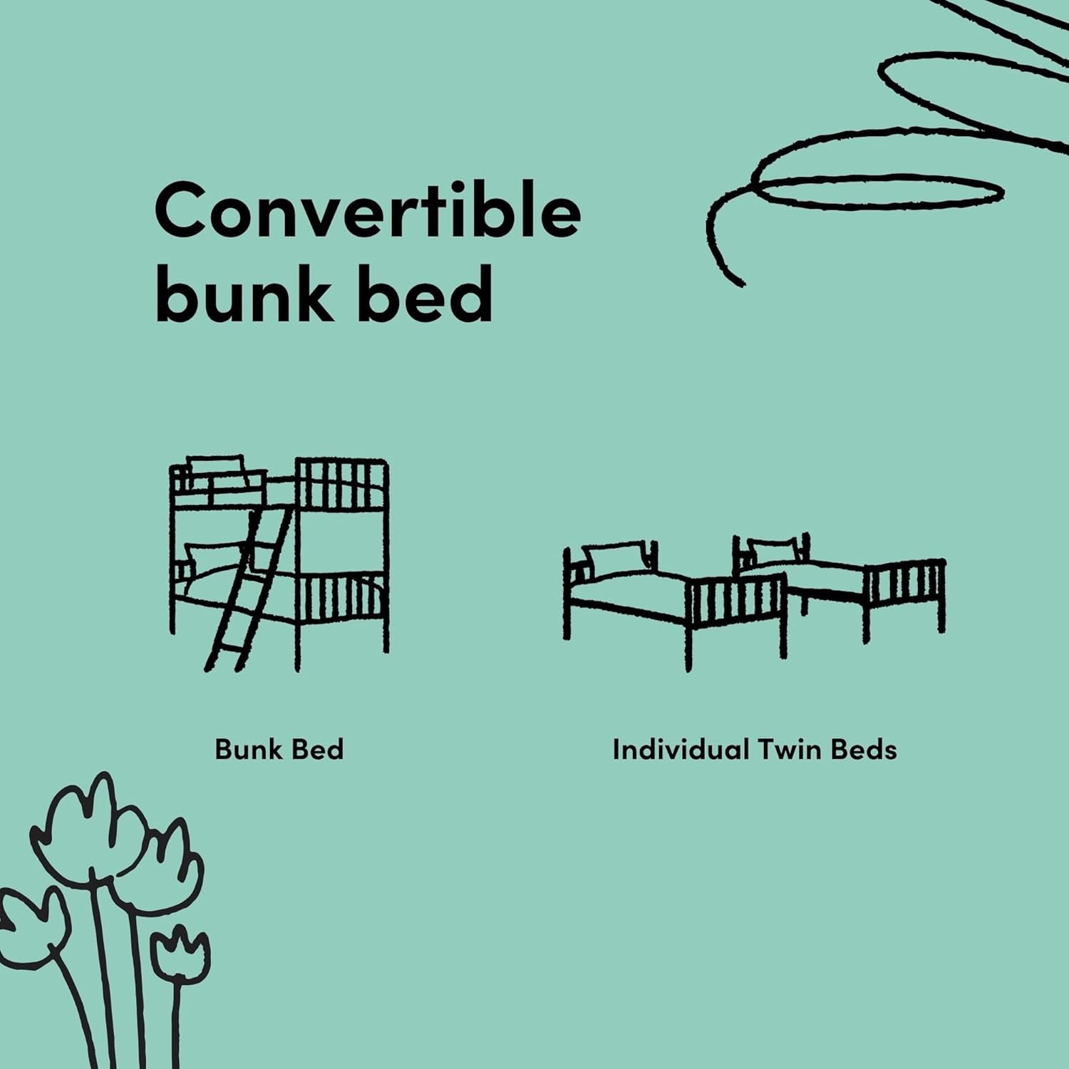 Caribou Twin-Over-Twin Bunk Bed (Espresso) – GREENGUARD Gold Certified, Converts to 2 Individual Twin Beds