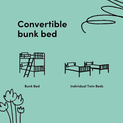 Caribou Twin-Over-Twin Bunk Bed (Espresso) – GREENGUARD Gold Certified, Converts to 2 Individual Twin Beds