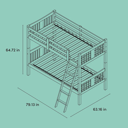 Caribou Twin-Over-Twin Bunk Bed (Espresso) – GREENGUARD Gold Certified, Converts to 2 Individual Twin Beds