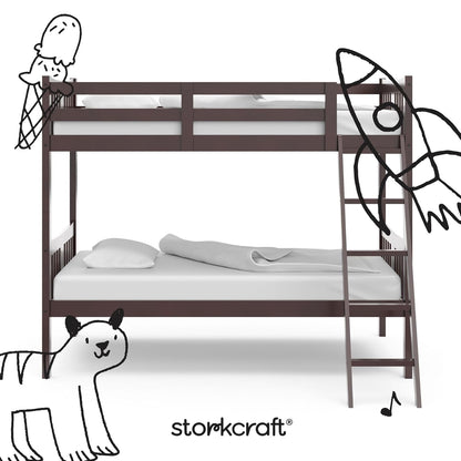 Caribou Twin-Over-Twin Bunk Bed (Espresso) – GREENGUARD Gold Certified, Converts to 2 Individual Twin Beds