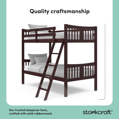 Caribou Twin-Over-Twin Bunk Bed (Espresso) – GREENGUARD Gold Certified, Converts to 2 Individual Twin Beds