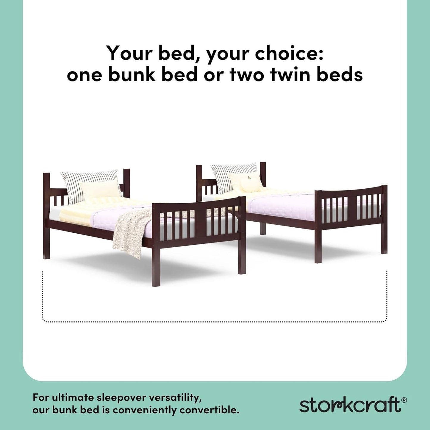 Caribou Twin-Over-Twin Bunk Bed (Espresso) – GREENGUARD Gold Certified, Converts to 2 Individual Twin Beds