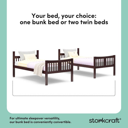 Caribou Twin-Over-Twin Bunk Bed (Espresso) – GREENGUARD Gold Certified, Converts to 2 Individual Twin Beds
